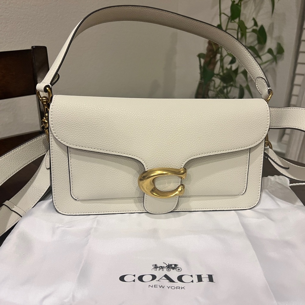 Coach Tabby 26 Cream Leather Shoulder Bag with Gold Accent